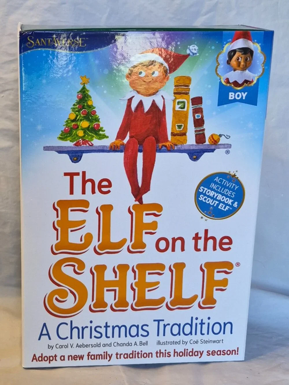 NEW Box Set Tan Brown Boy Elf on the Shelf Doll + Book Box Set